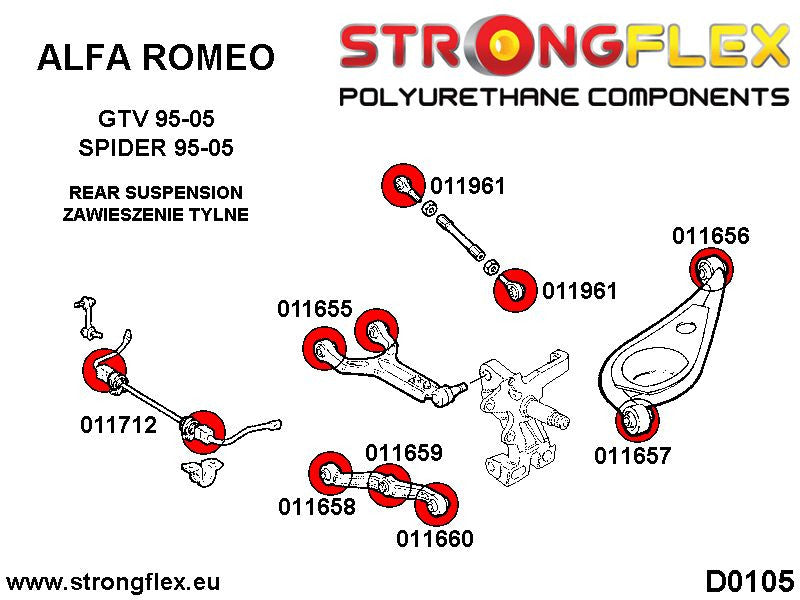 011657A Rear lower spring rear bush SPORT Sport (Yellow) Alfa Romeo GTV GTV (95-05) type 916