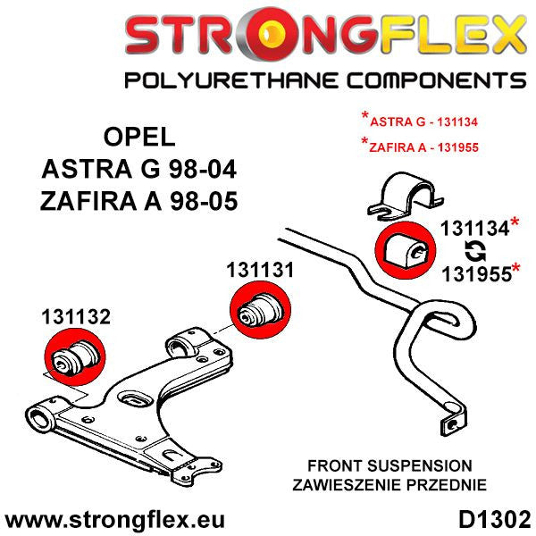 131955A Front anti roll bar bush SPORT Sport (Yellow) Opel / Vauxhall Zafira A (99-05) T98