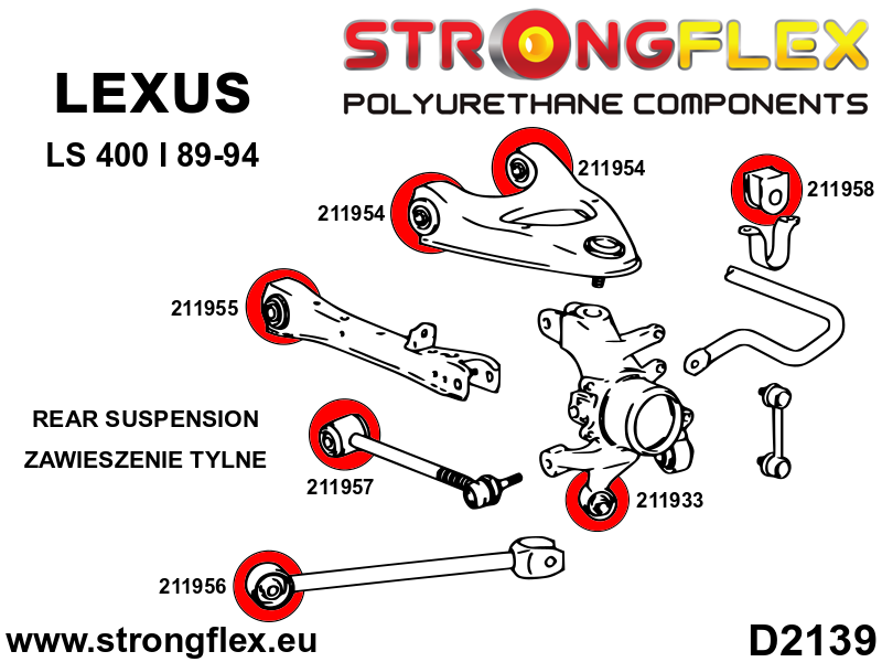 211958A Rear anti roll bar bush SPORT Sport (Yellow) Lexus LS I (89-94) XF10