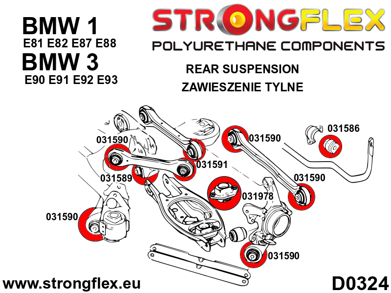 031978B Rear shock absorber - lower mount Standard (Red) BMW Seria 1 I (04-13) E81 / E82 / E87 / E88