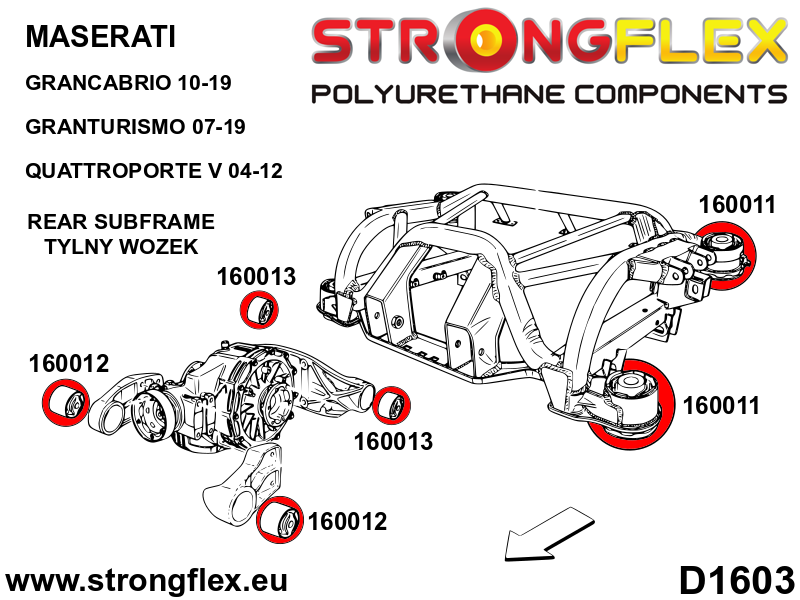 160013A Rear diff mount - rear bush SPORT Sport (Yellow) Maserati GranCabrio (10-19)