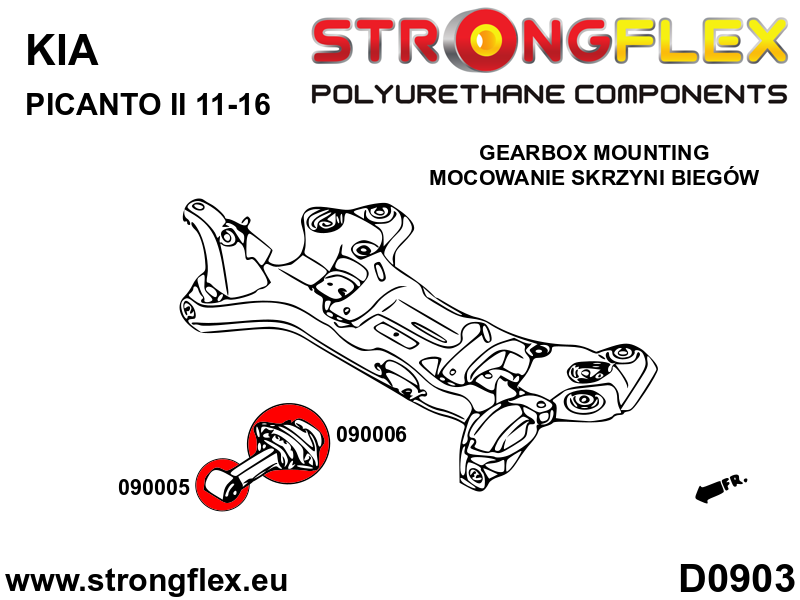 090006A Gearbox mount dog bone SPORT Sport (Yellow) Kia Picanto II TA (11-16)