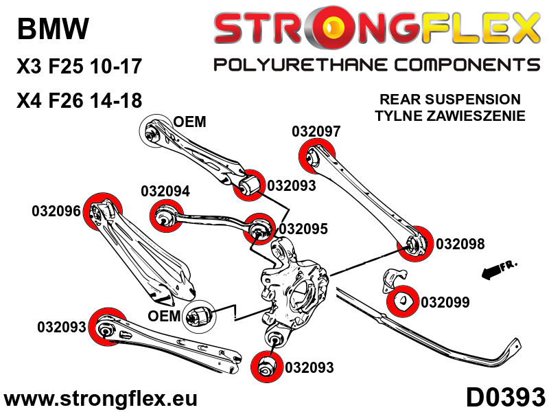 036102A Rear suspension bush kit SPORT Sport (Yellow) BMW X3 II (10-17) F25
