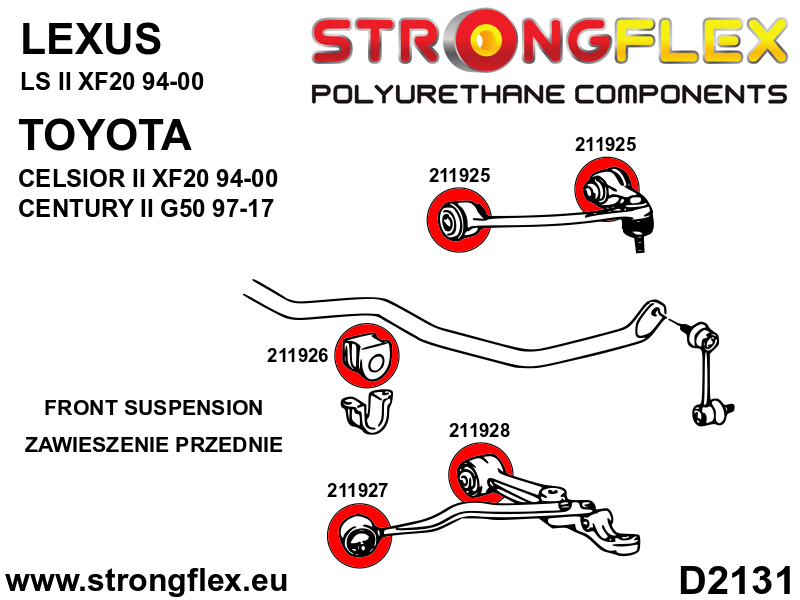 211927A Front lower radius arm to chassis bush SPORT Sport (Yellow) Lexus LS II (94-00) XF20