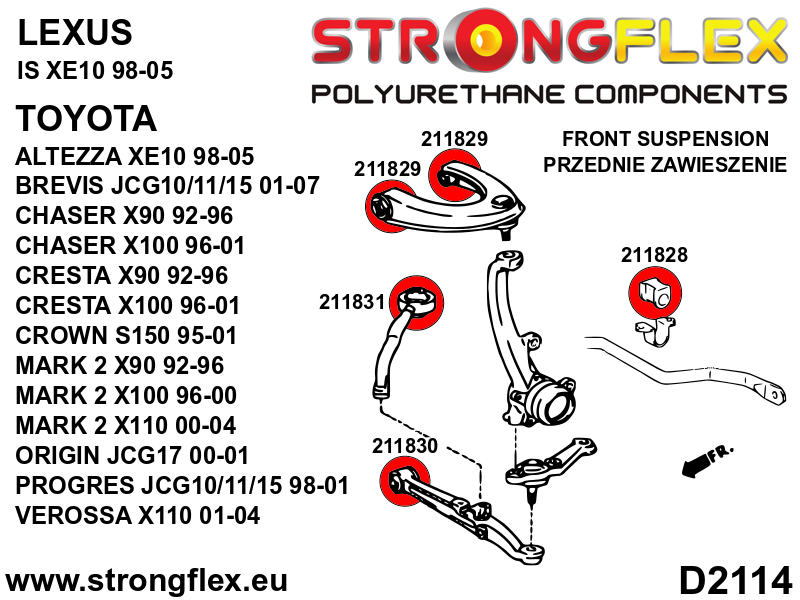 216232B Front suspension bush kit Standard (Red) Toyota Chaser V (92-96) X90