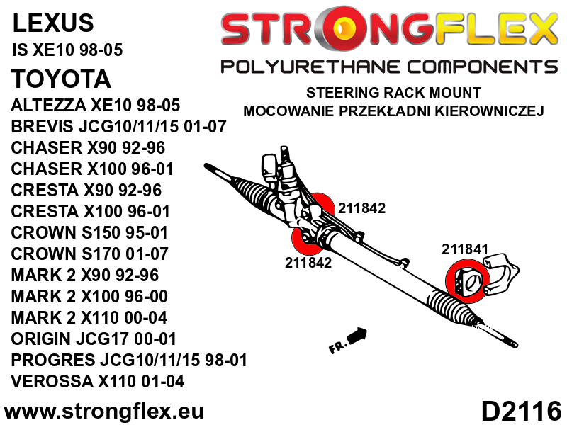 211842A Steering rack mount bush SPORT Sport (Yellow) Toyota Chaser V (92-96) X90