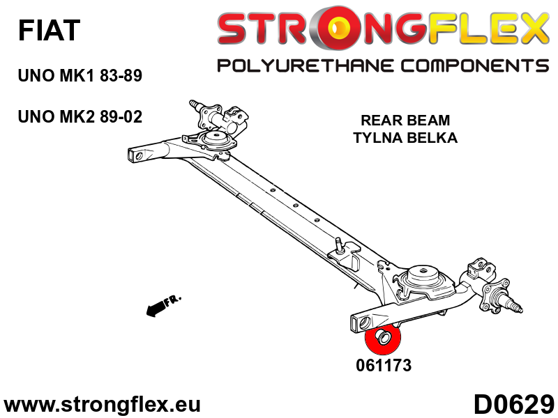 061173A Rear beam bush SPORT Sport (Yellow) Fiat Uno MK1/MK2/Turbo (83-02)