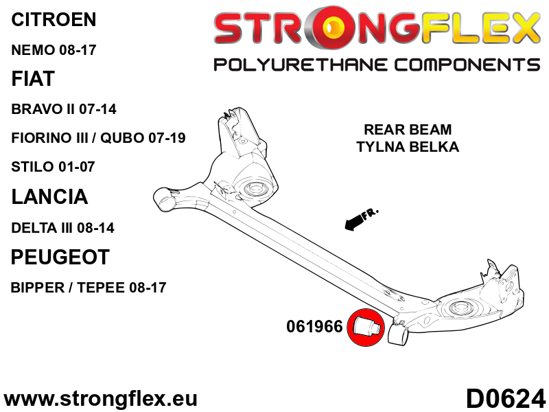 061966A Rear beam bush 67,5mm SPORT Sport (Yellow) Citroën Nemo (08-17)