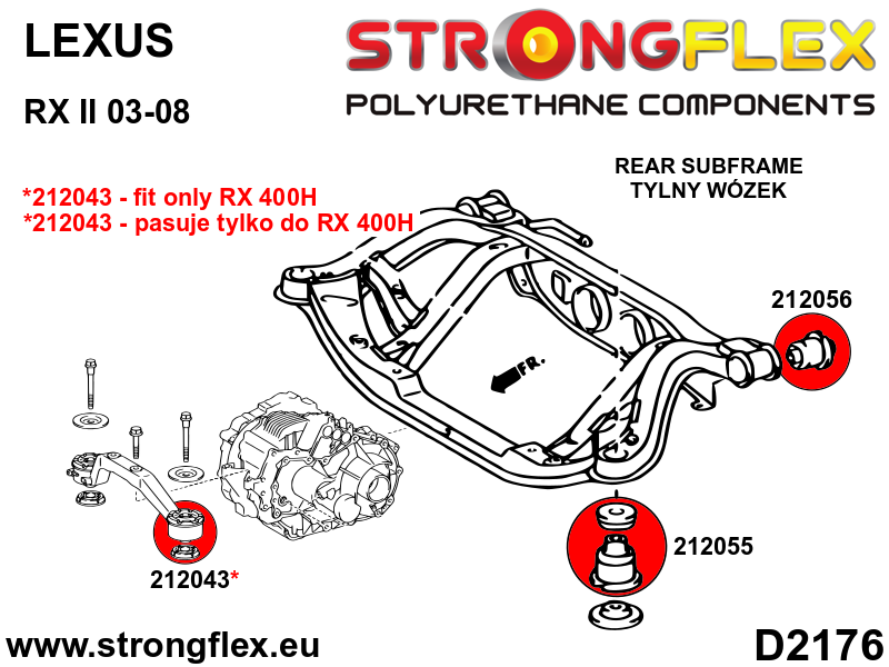 212056A Rear subframe - front bush SPORT Sport (Yellow) Lexus RX II (03-09)