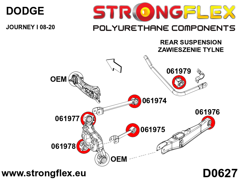 066071A Rear suspension bush kit SPORT Sport (Yellow) Dodge Journey I (08-20)