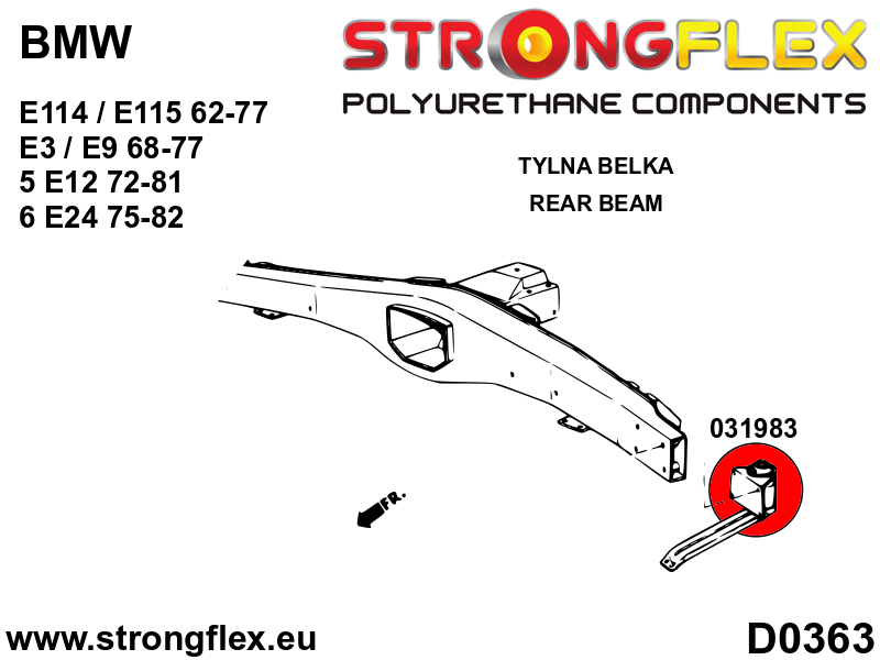 031983B Rear beam bush Standard (Red) BMW Seria 6 I (76-89) E24