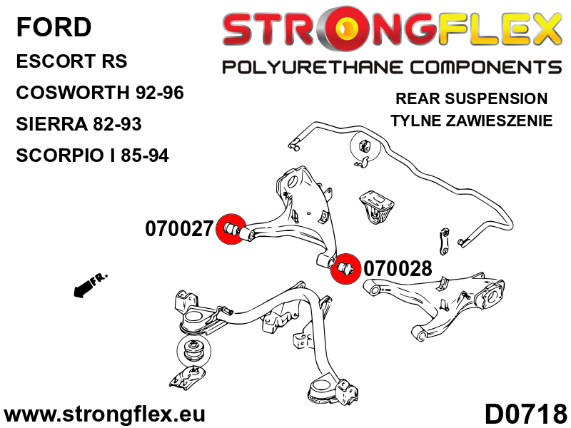 070028A Rear control arm - inner bush SPORT Sport (Yellow) Ford Sierra MK1/MK2/XR4i/RS Cosworth (82-93)