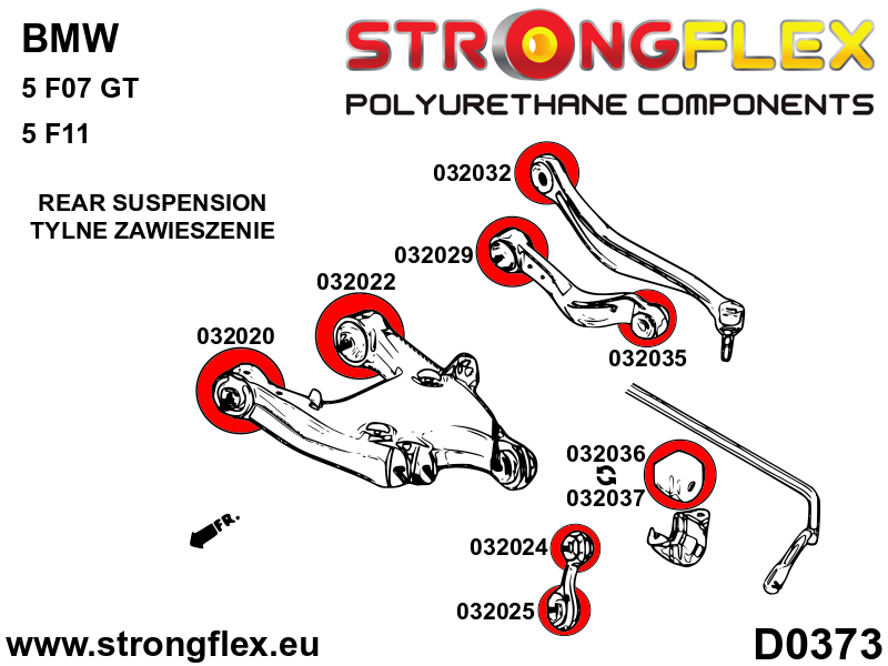 032022A Rear lower arm – rear bush SPORT Sport (Yellow) BMW Seria 5 VI (09-17) F10 / F11 / F07