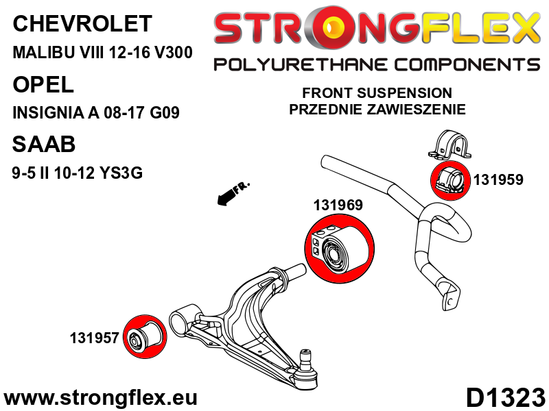 131969B Front control arm – rear bush Standard (Red) Chevrolet Malibu VIII (12-16) V300