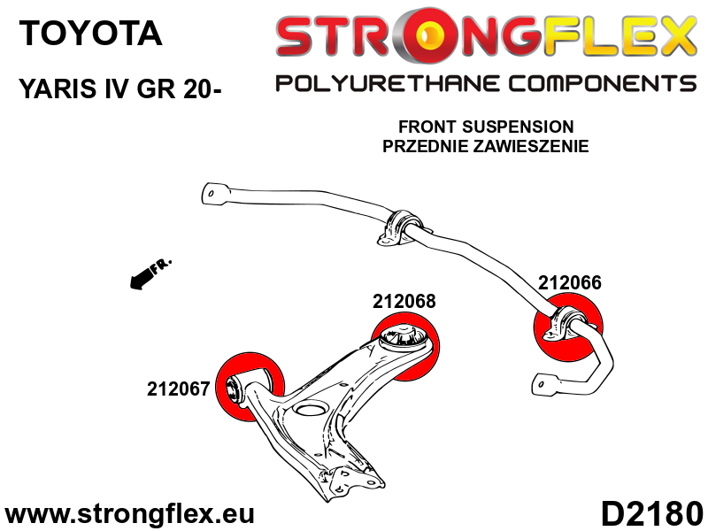 216297A Front suspension bush kit SPORT Sport (Yellow) Toyota Yaris IV (19-) P21/PA1/PH1