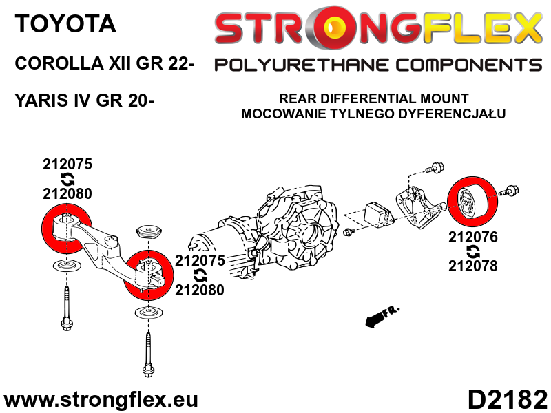 212080A Rear differential front bush insert SPORT Sport (Yellow) Toyota Yaris IV (19-) P21/PA1/PH1