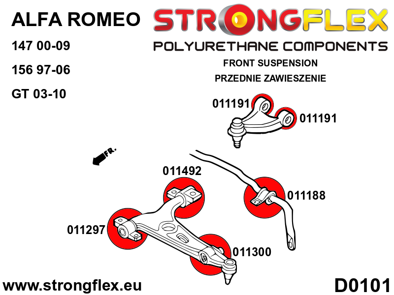 011300A Front lower wishbone outer bush SPORT Sport (Yellow) Alfa Romeo 147 (00-10) type 937