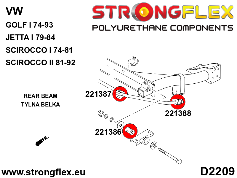 226207A Front suspension and ream beam bush kit SPORT Sport (Yellow) Volkswagen Golf I (74-93) 17