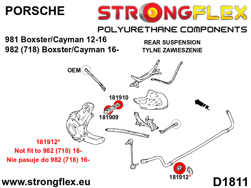 181910A Wishbone bush – inner SPORT Sport (Yellow) Porsche 911 911 996 (97-04)