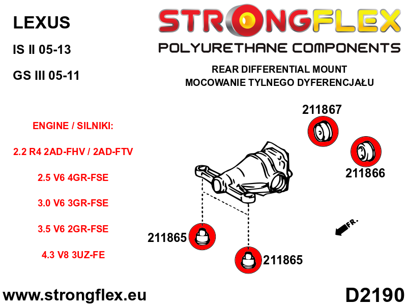 211865B Rear diff mount - front bush Standard (Red) Toyota Chaser V (92-96) X90