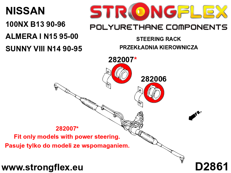 282007A Steering Rack Clamp Bush SPORT Sport (Yellow) Nissan 100NX (90-96) B13