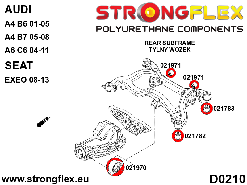 021783B Rear subframe - rear bush Standard (Red) Audi A6 / S6 / RS6 C6 (04-11)