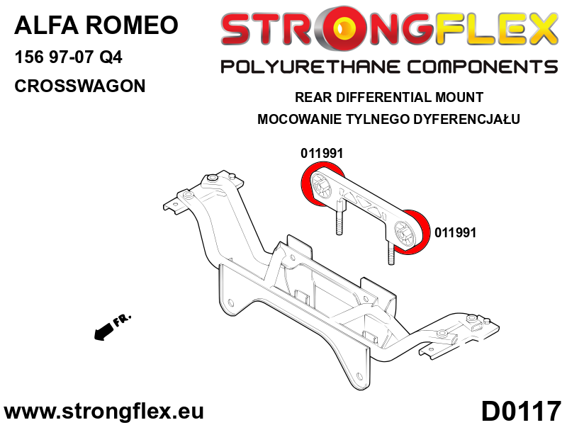 011991B Rear diff mount - front bush Standard (Red) Alfa Romeo 156 (97-07) type 932 Q4 Crosswagon