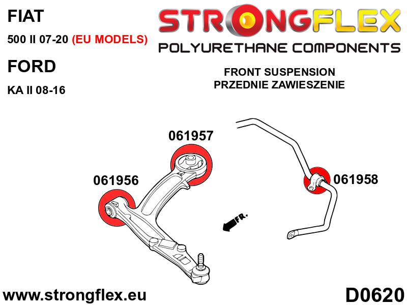 061957A Front control arm – rear bush SPORT Sport (Yellow) Fiat Panda II (03-12)