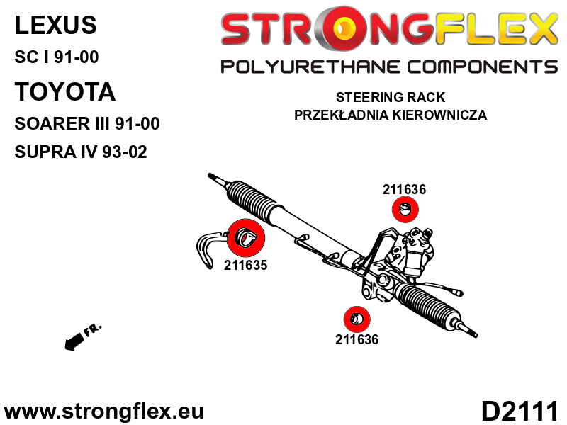 211636A Steering rack mount bush SPORT Sport (Yellow) Toyota Soarer III (91-00) Z30