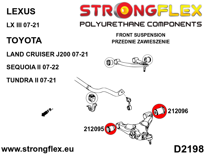 212095A Front lower arm - front bush SPORT Sport (Yellow) Toyota Sequoia II (07-22)