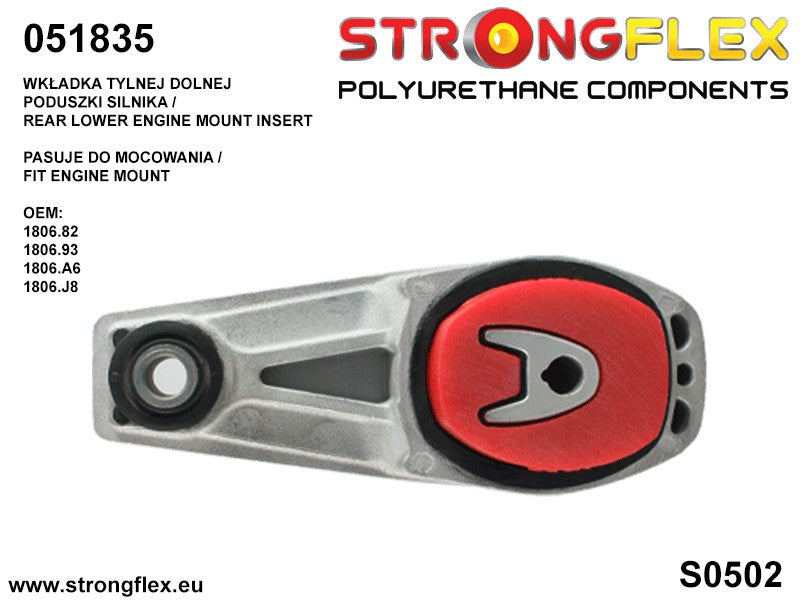 051835A Rear lower engine mount insert SPORT Sport (Yellow) Citroën C3 II (09-16) SC