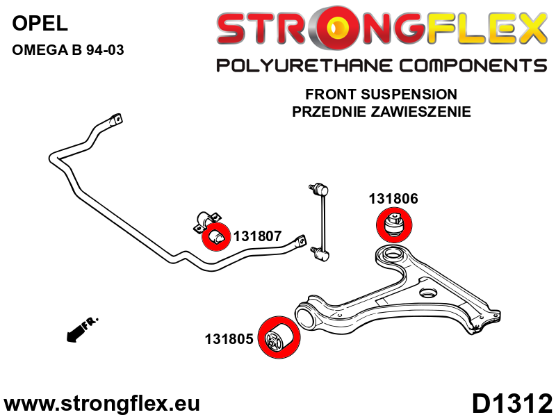 136223A Front suspension bush kit SPORT Sport (Yellow) Opel / Vauxhall Omega B (94-99)