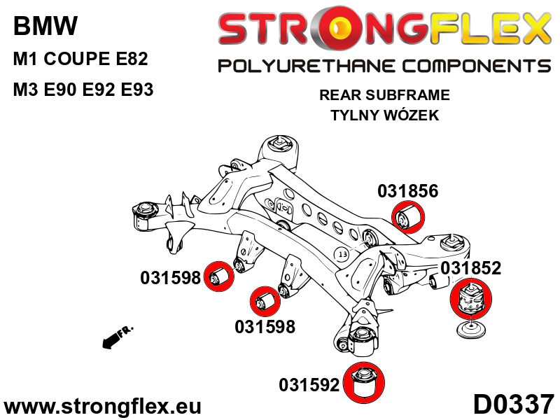 031598B Rear diff front mounting bush Standard (Red) BMW Seria 1 I (04-13) E81 / E82 / E87 / E88