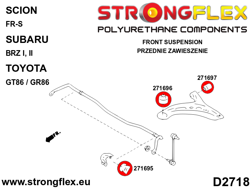 271697A Front lower arm rear bush SPORT Sport (Yellow) Subaru BRZ I (12-21)
