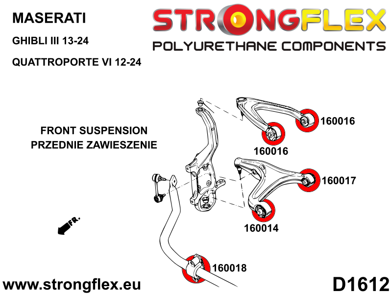166106B Front suspension bush kit Standard (Red) Maserati Ghibli III (13-24)