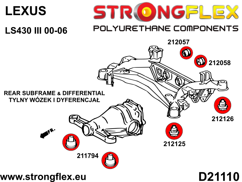216308B Full suspension bush kit Standard (Red) Lexus LS III (00-06) XF30