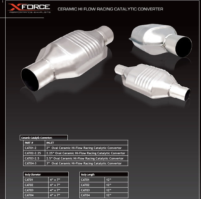 Xforce 3" Ceramic High-Flow Racing Catalytic Converter (100cell) - Oval