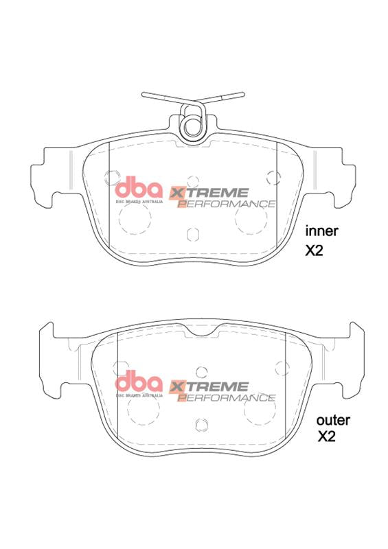 DBA DBA42809S-15092XP - Brake Kit - 4000 Series T3 Slotted & Xtreme Performance Brake Pads (2x DBA42809S + DB15092XP)