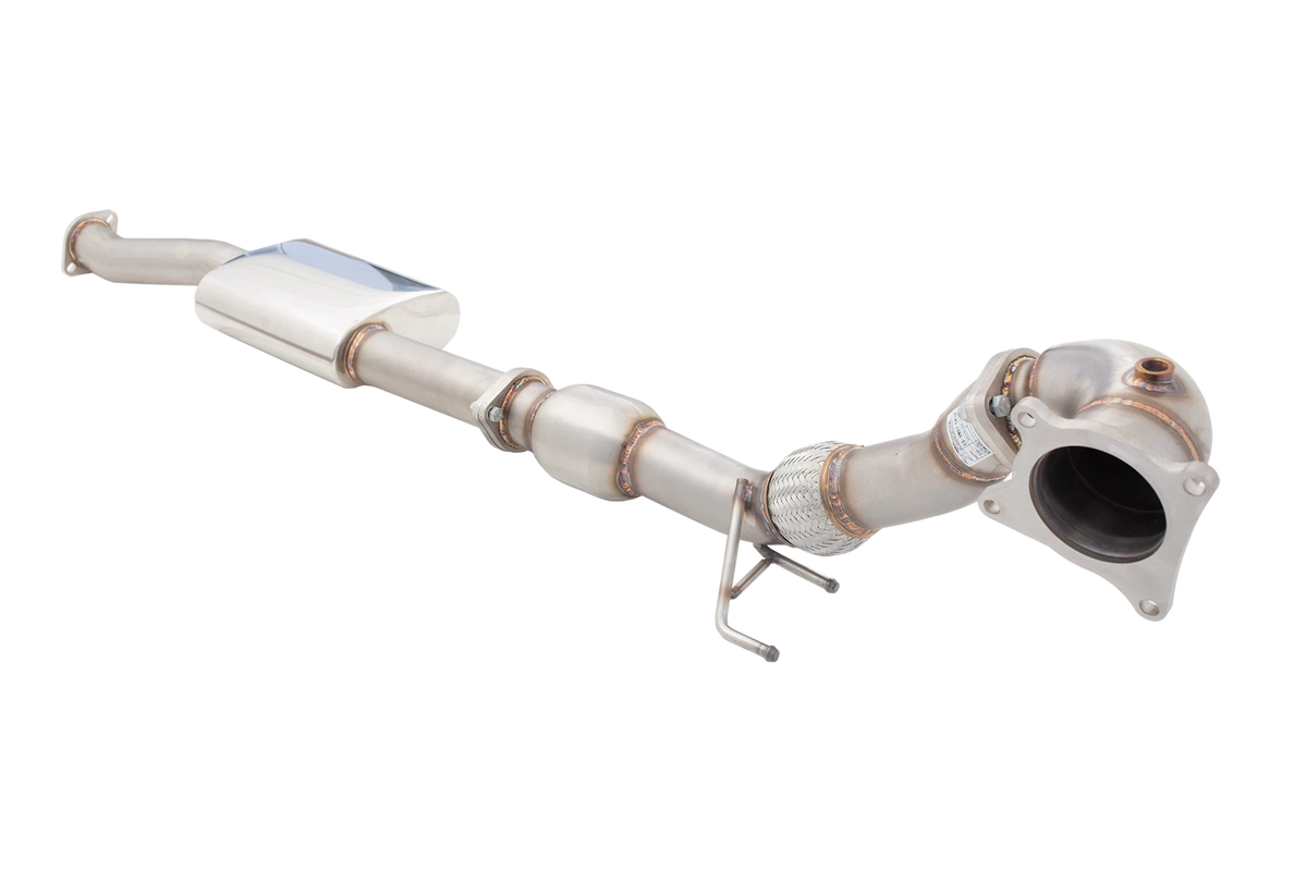 Xforce 3.5"-3" Downpipe with High-Flow Catalytic Converter, 304 Stainless Steel, for Xforce Cat-Back (for track and off road use only)