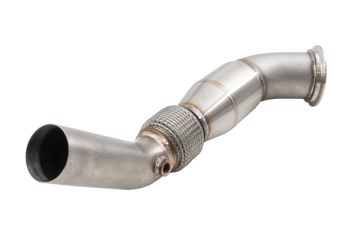 Xforce 4"-3" Downpipe with High-Flow Catalytic Converter, 304 Stainless Steel (for track and off road use only)-3