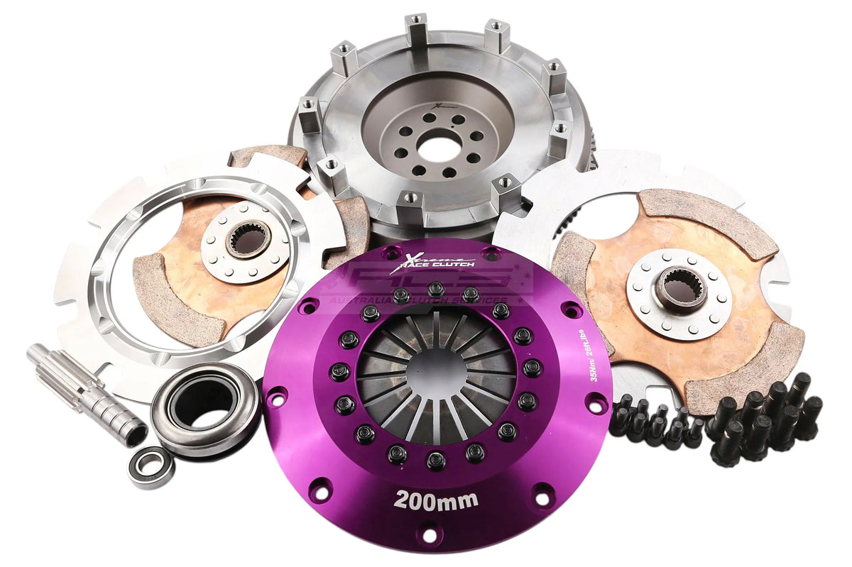 Xtreme Performance - 200mm Rigid Ceramic Twin Plate Clutch Kit Incl Flywheel 1200Nm
