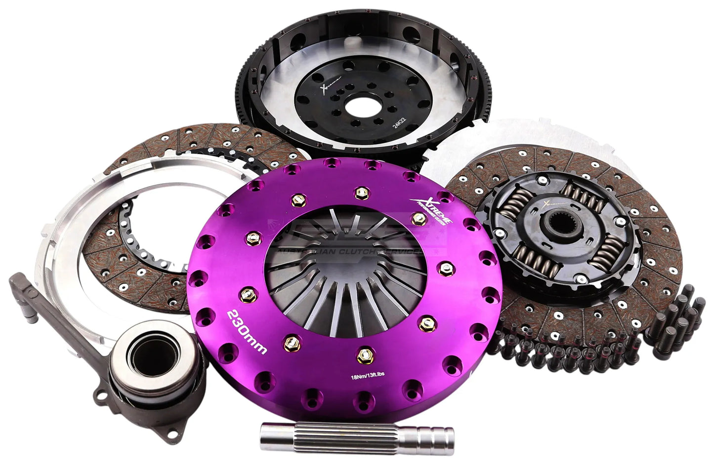 Xtreme Performance - 230mm Sprung hub Organic Twin Plate Clutch Kit Incl Flywheel & CSC 1000Nm (8 bolts)