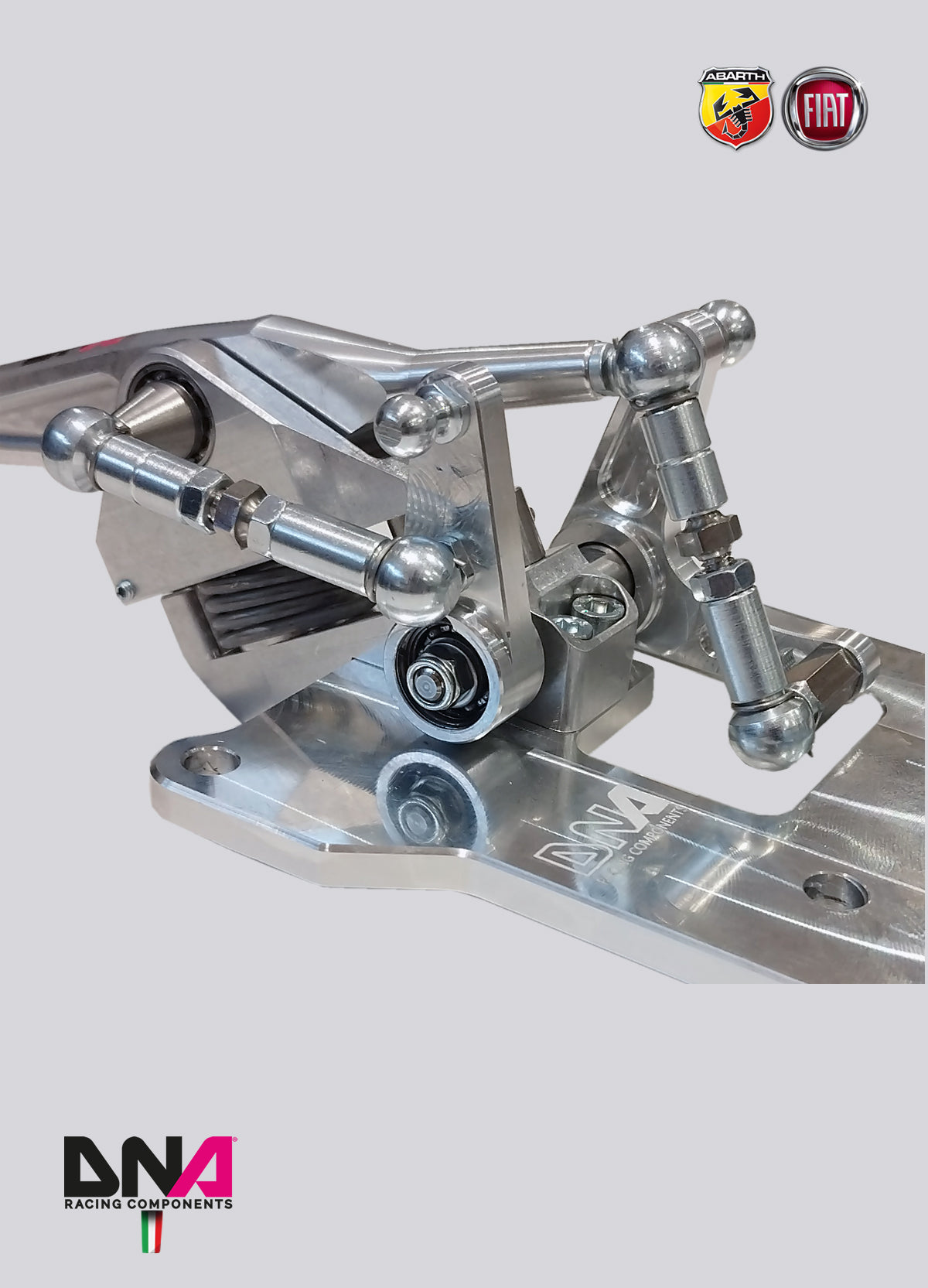 PC1476R Kit torretta cambio regolabile anodizzata naturale con pomello 695 style anodizzato rosso