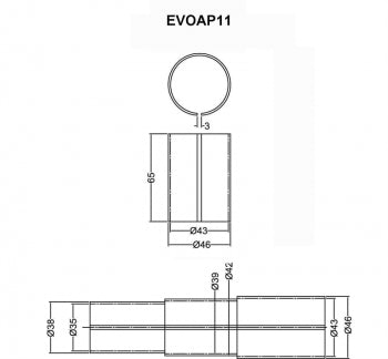 TA Technix exhaust connection adapter Inner diameter: 42mm Length: 65mm