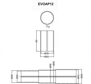 TA Technix exhaust connection adapter Inner diameter: 40mm Length: 65mm