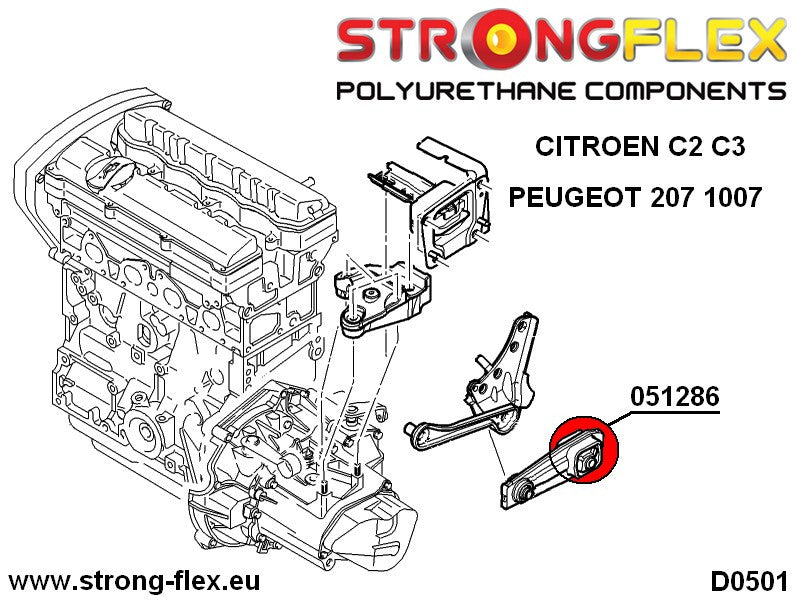 051286A Engine mount rear lower inserts SPORT Sport (Yellow) Citroën C2 (03-09)