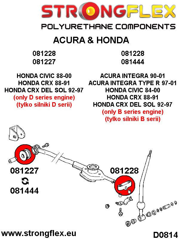 081228B Shift lever extension mounting Standard (Red) Acura Integra III (93-01) DB6/7/8/9 / DC1/2/4