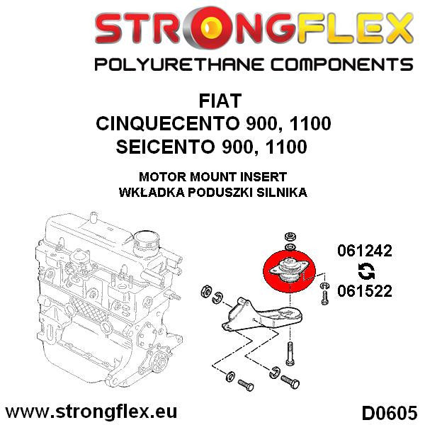 061522B Motor mount inserts Standard (Red) Fiat Cinquecento (91-98)