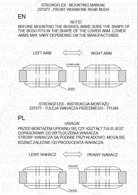 226018B Front suspension bush kit Standard (Red) Audi A3 / S3 / RS3 I (96-03) 8L