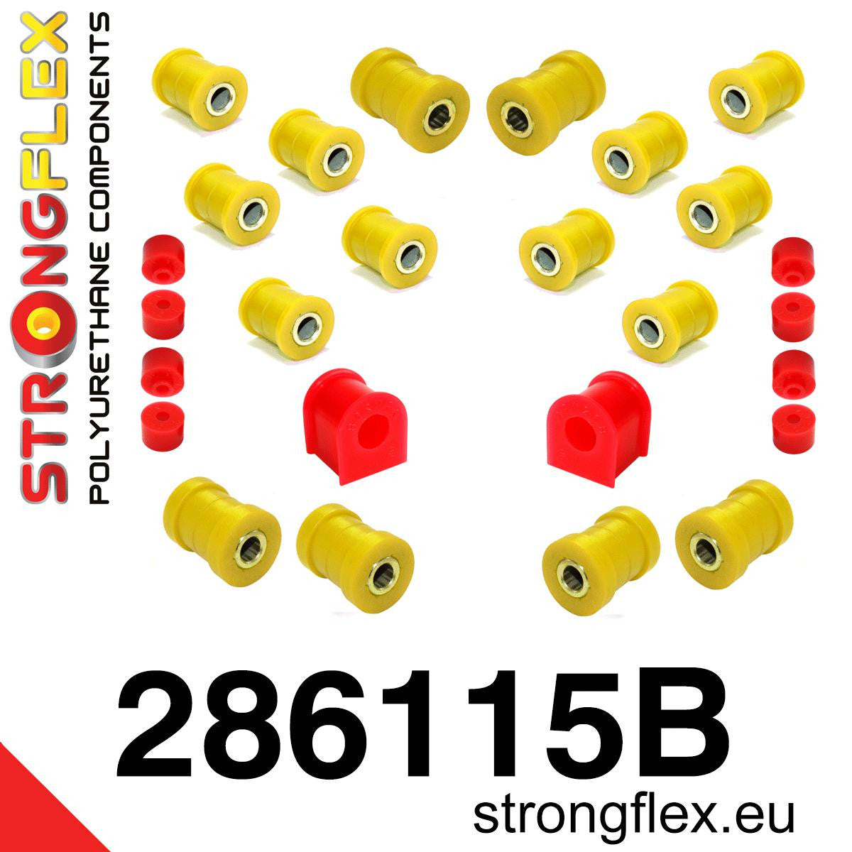 286115B Rear suspension bush kit Standard (Red) Nissan S-chassis (180SX / 200SX / 240SX / Silvia) VI (94-99) S14